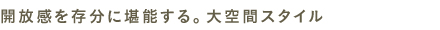 開放感を存分に堪能する。大空間スタイル